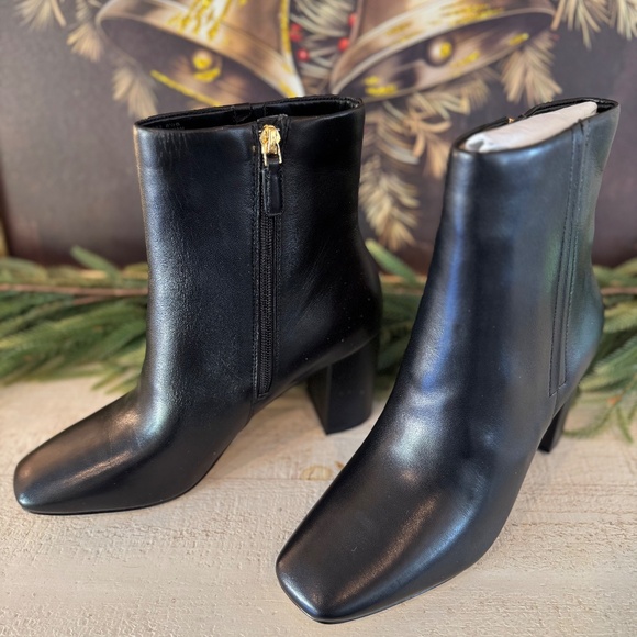 Cole Haan Chrystie Square Toe Bootie 75mm in Black Leather (Grand 360) - Picture 4 of 10